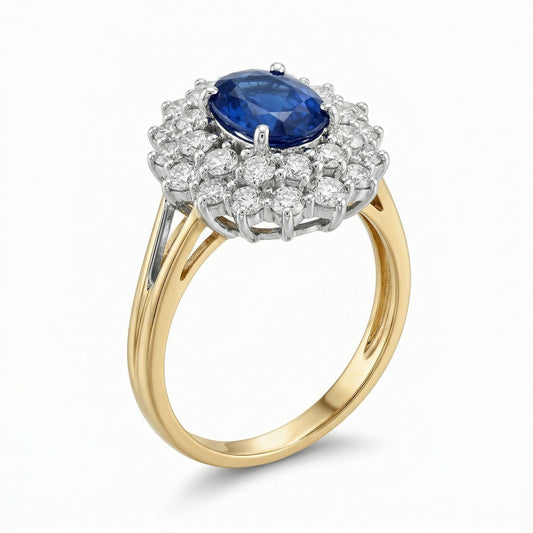 Two-tone Diamond Sapphire Ring