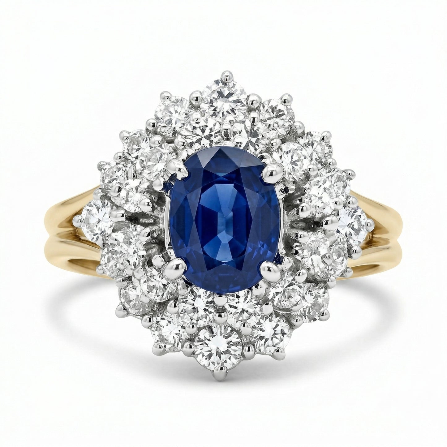 Two-tone Diamond Sapphire Ring
