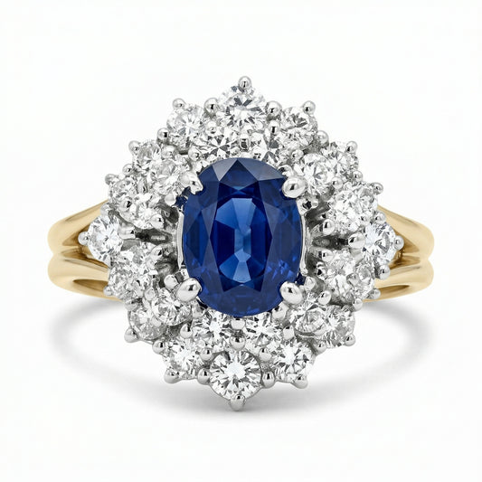 Two-tone Diamond Sapphire Ring