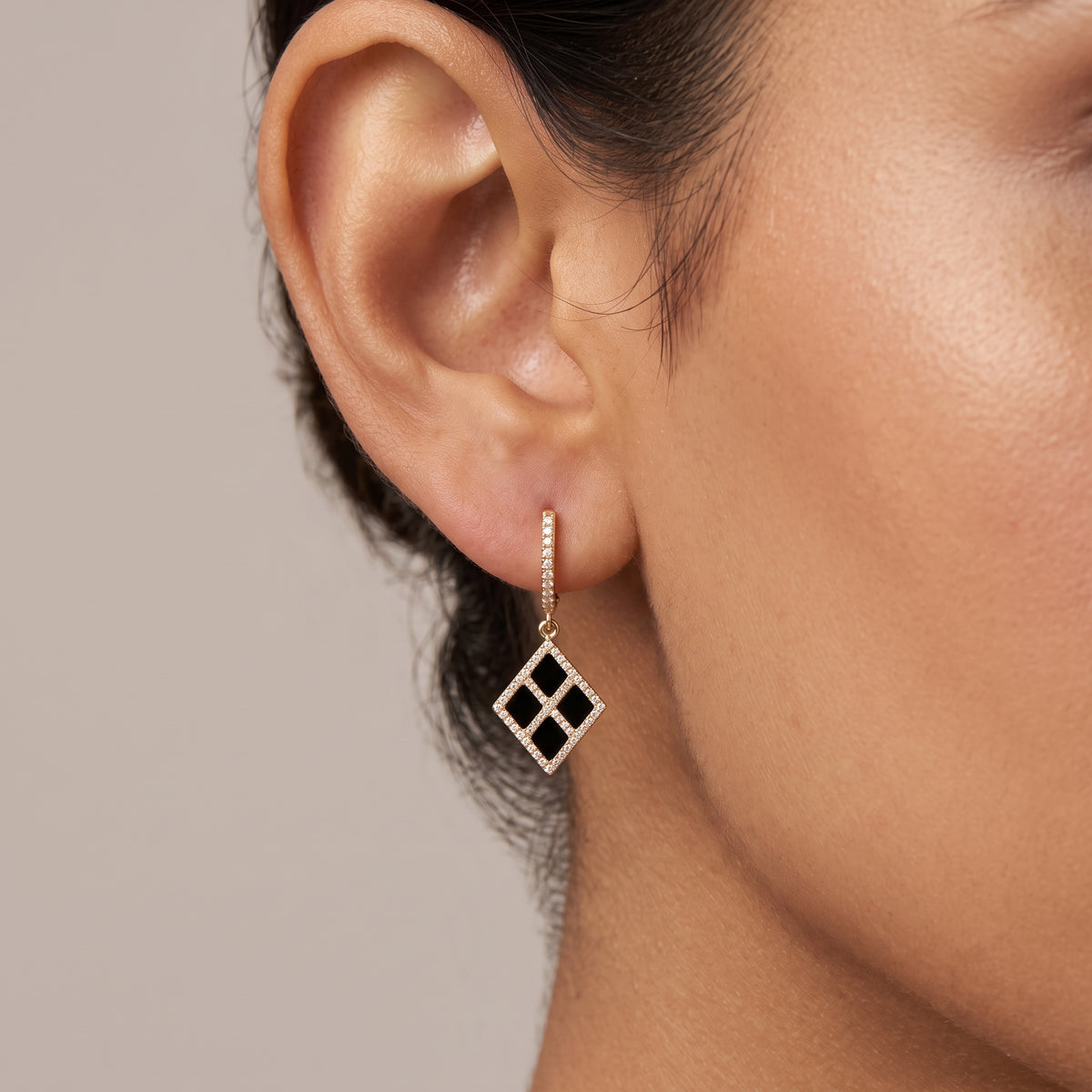 126-Diamond & Onyx Lever-Back Earrings