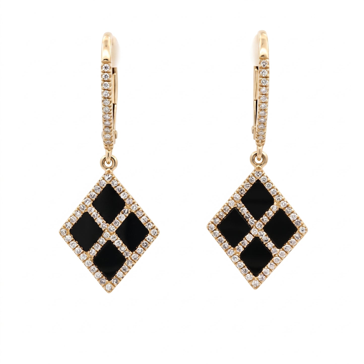 126-Diamond & Onyx Lever-Back Earrings