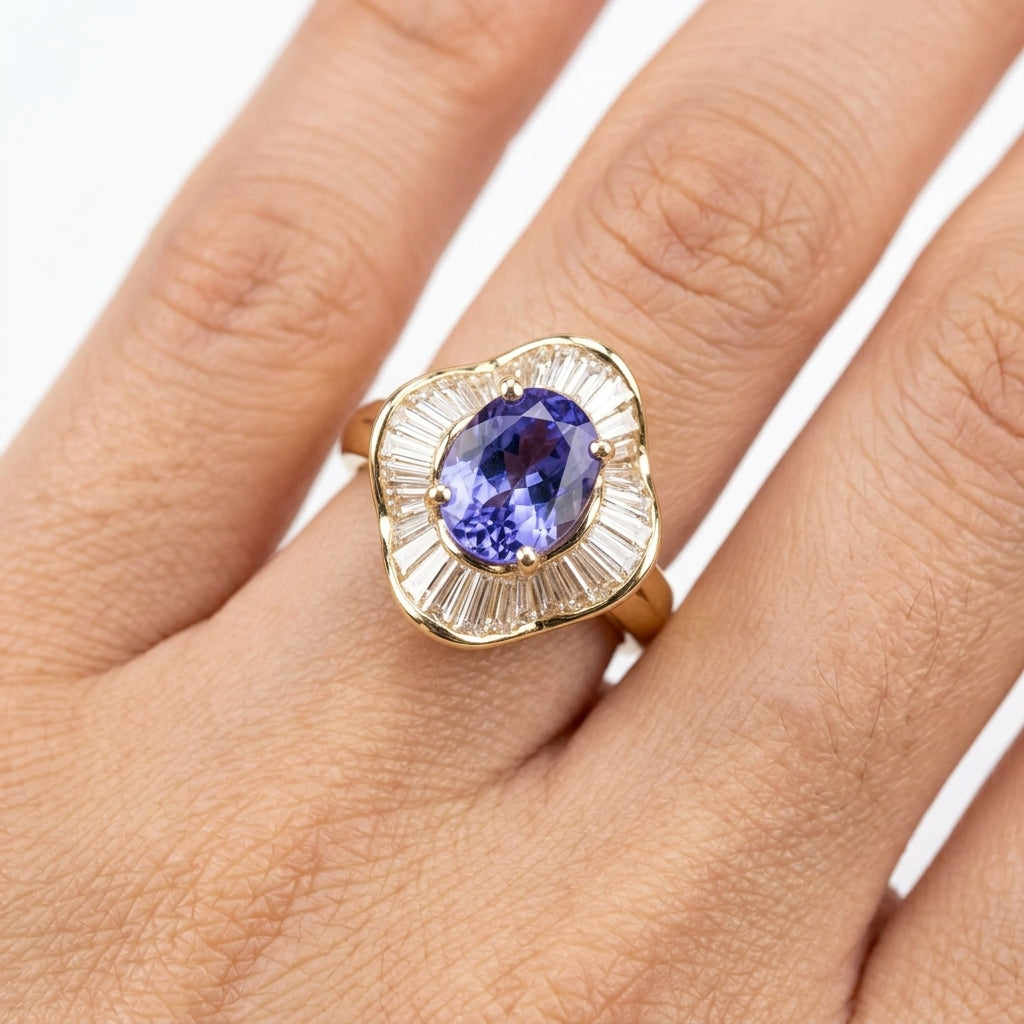 Oval Tanzanite Ballerina Diamond Ring