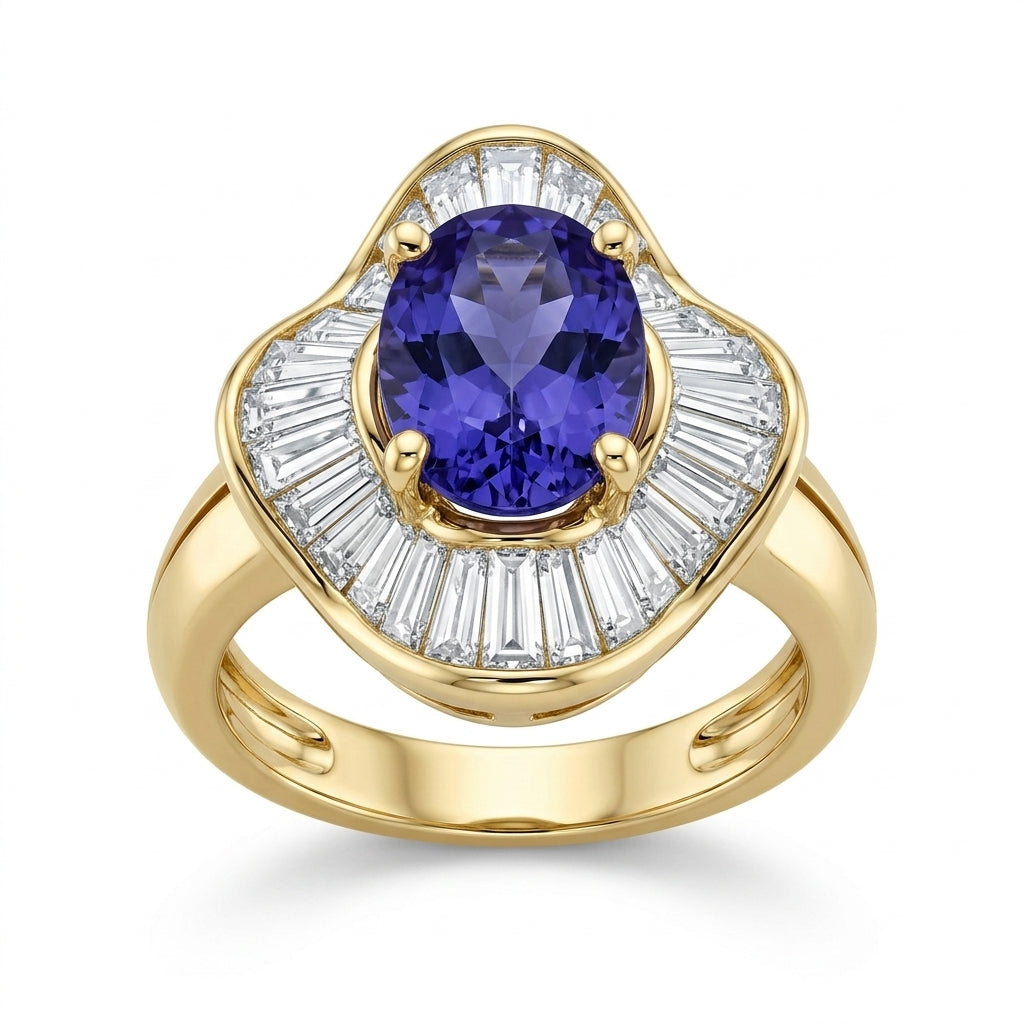 Oval Tanzanite Ballerina Diamond Ring