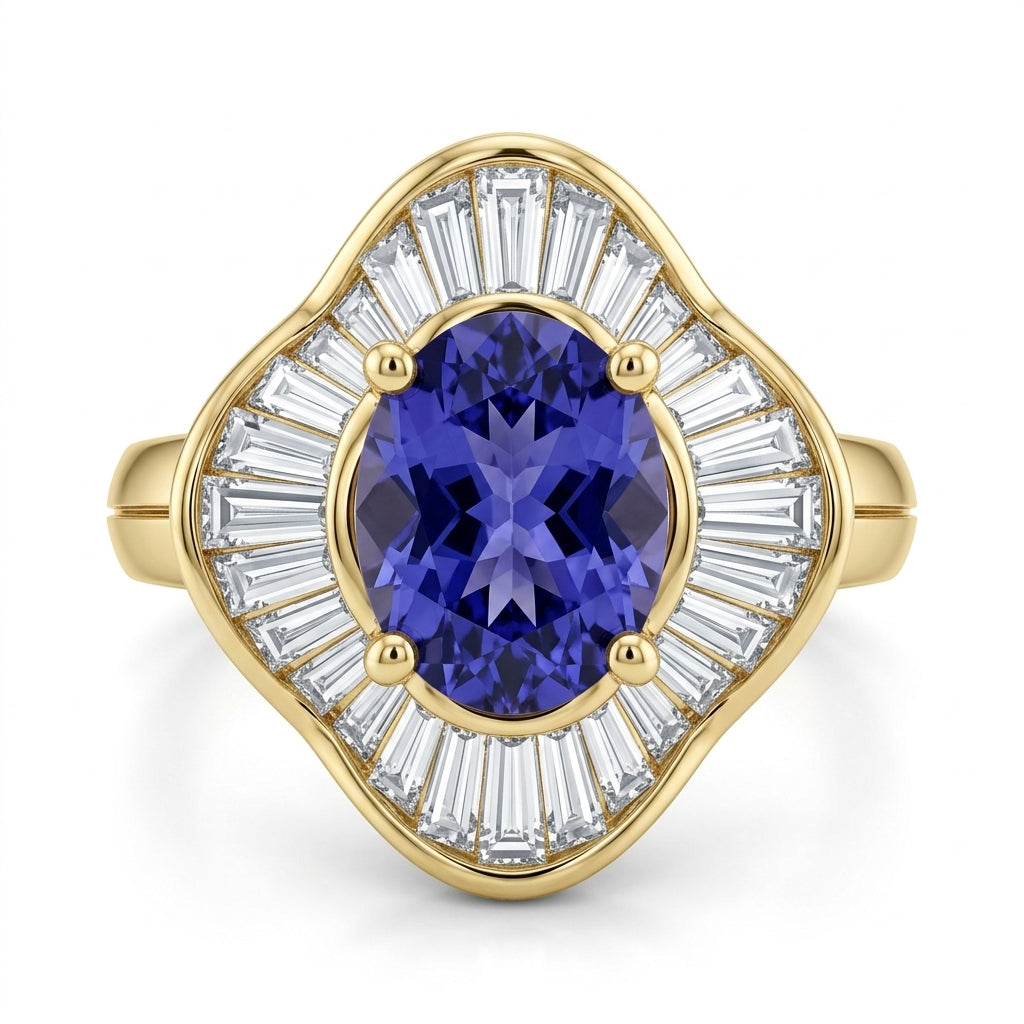 Oval Tanzanite Ballerina Diamond Ring