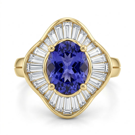 Oval Tanzanite Ballerina Diamond Ring