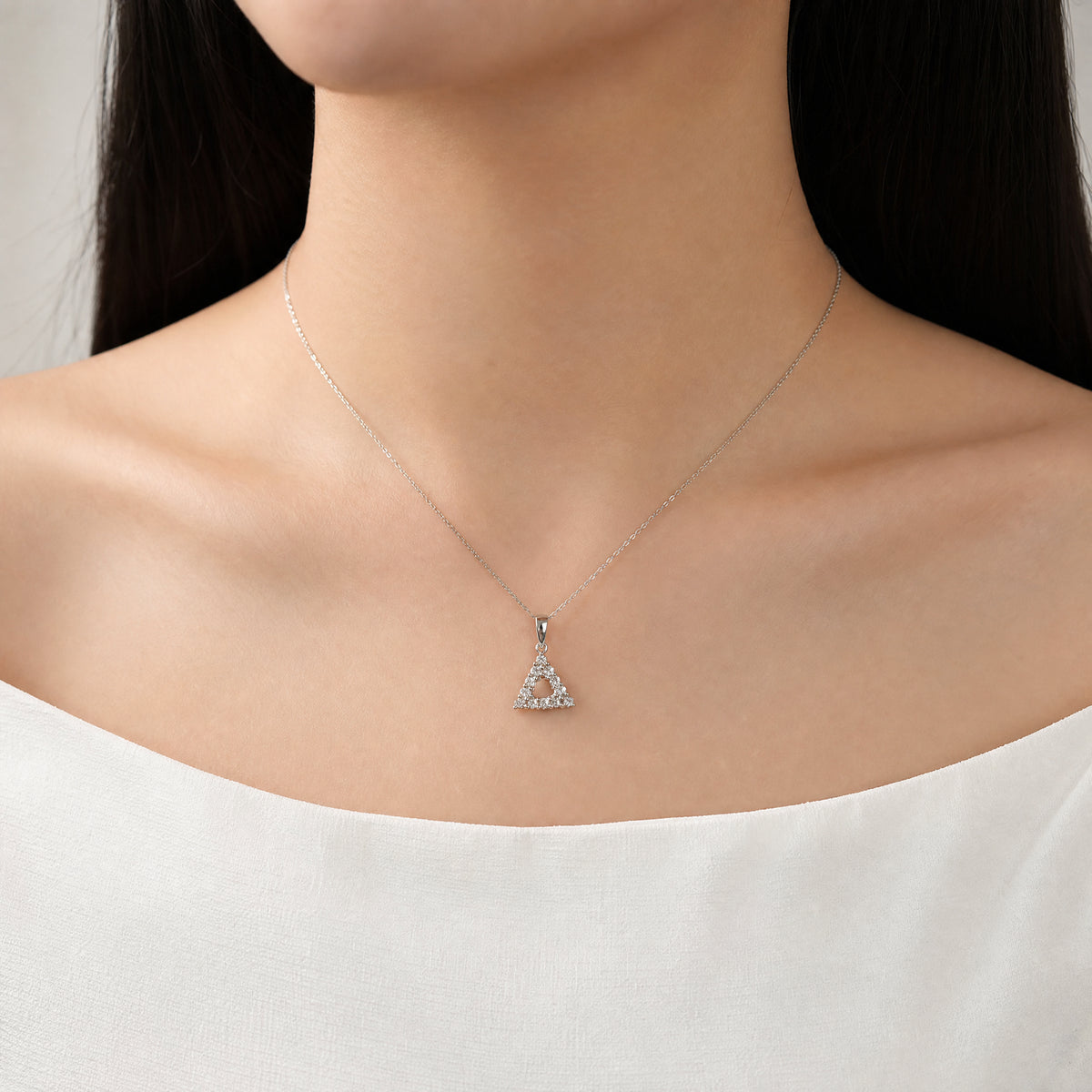 12 Round Diamond Triangle Pendant