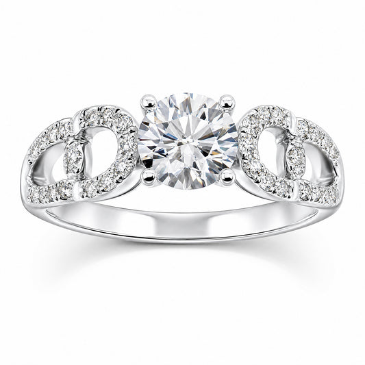 18K White Gold Diamond Pavé Ring - Front View