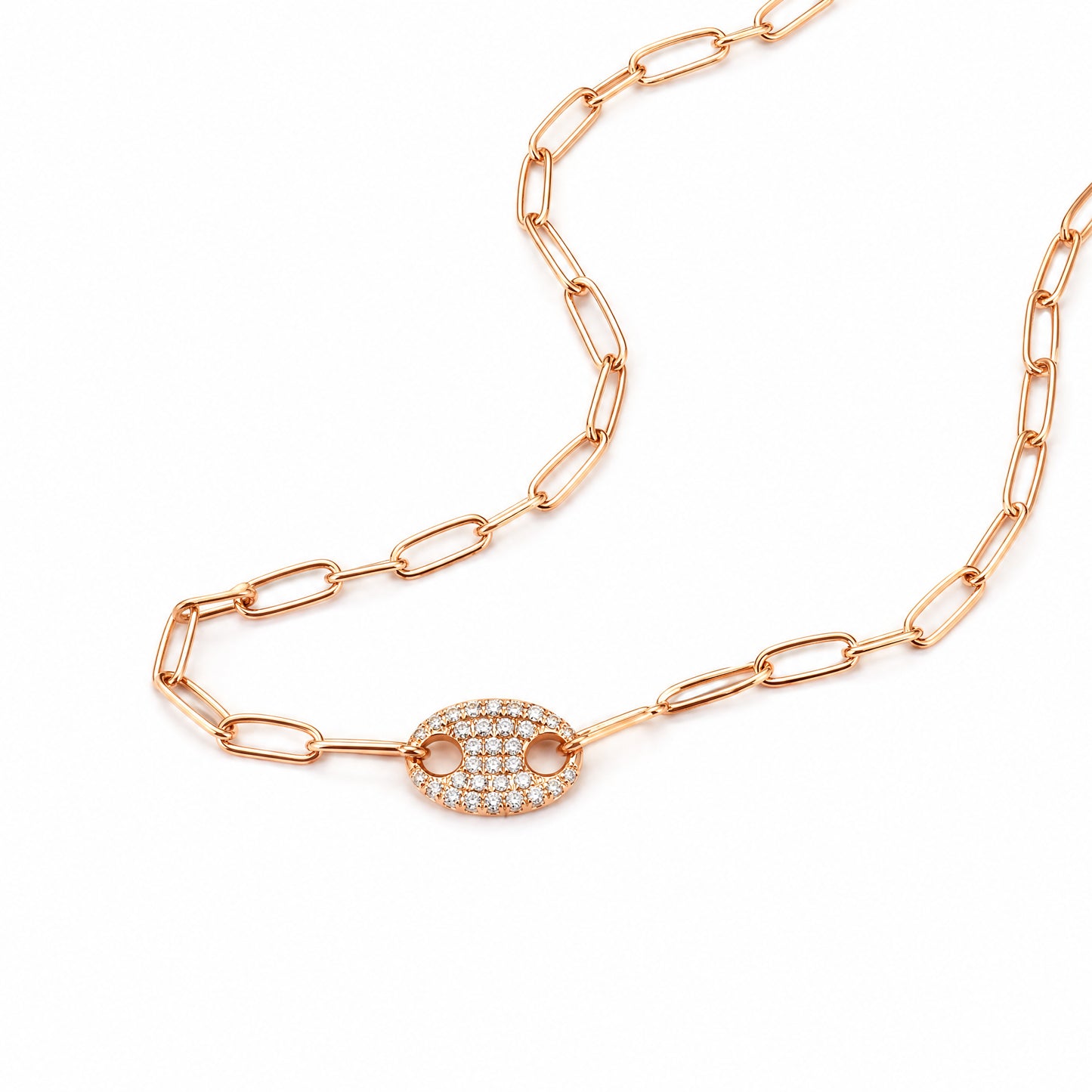 18K Yellow Gold 32-Diamond Pavé Chain Necklace, 15.5"