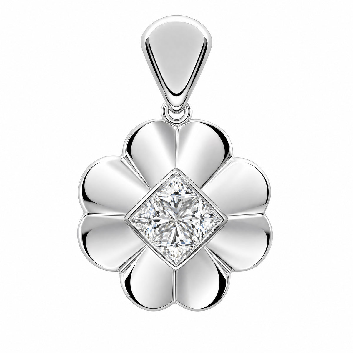 4 Princess-Cut Diamond Clover Pendant