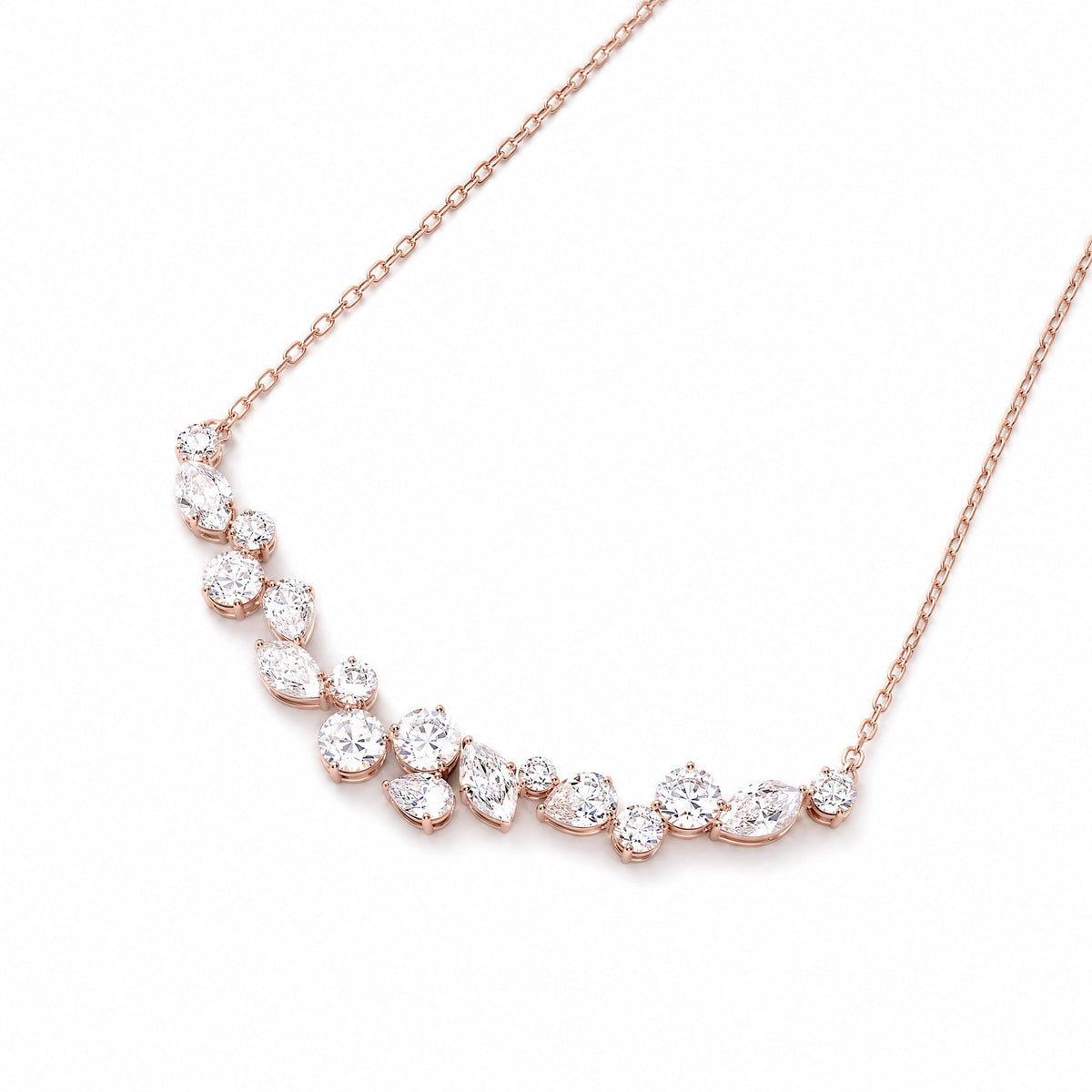 Mixed-Shape Diamond Scatter Necklace in 18K white gold - studio
