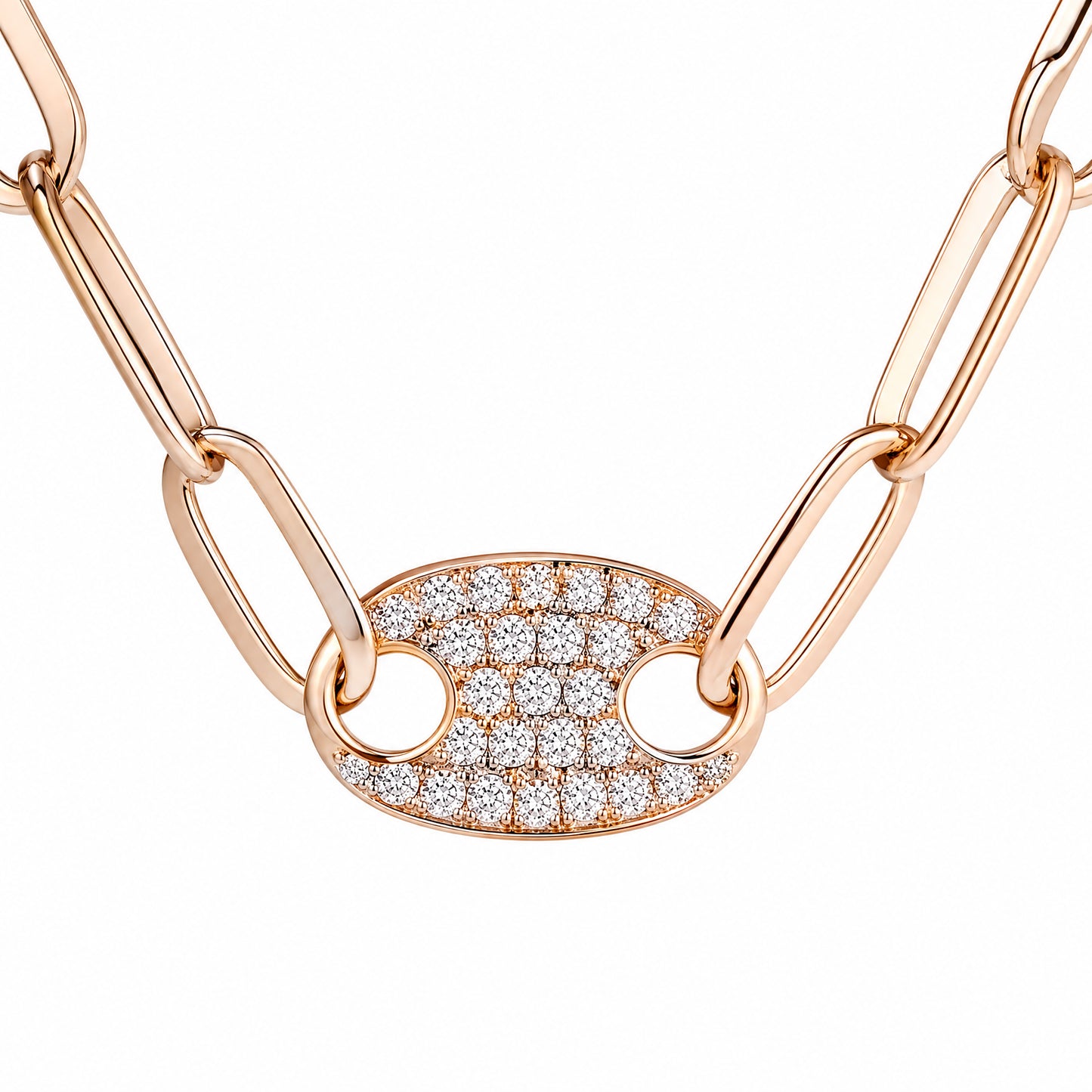 18K Yellow Gold 32-Diamond Pavé Chain Necklace, 15.5"