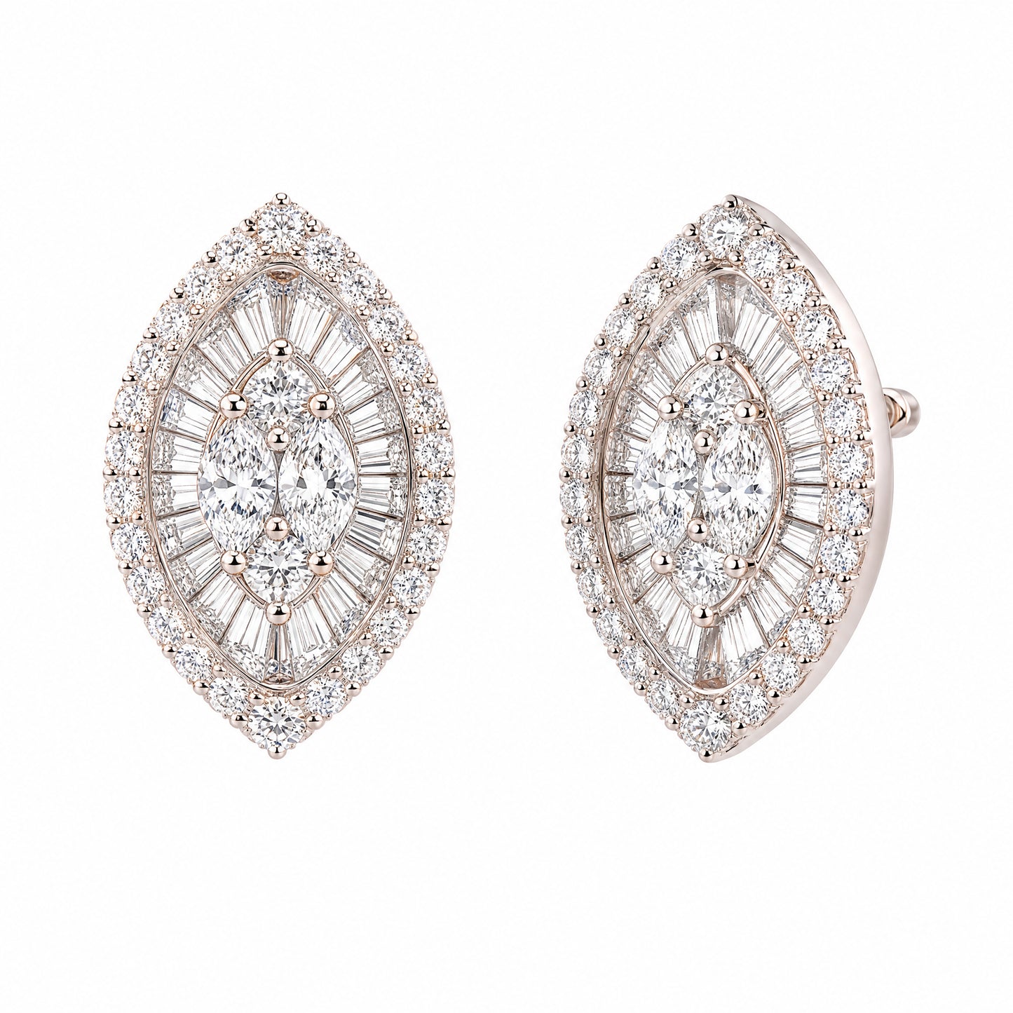 2.90ct Diamond Cluster Marquise-Shaped Earrings in 18K White Gold
