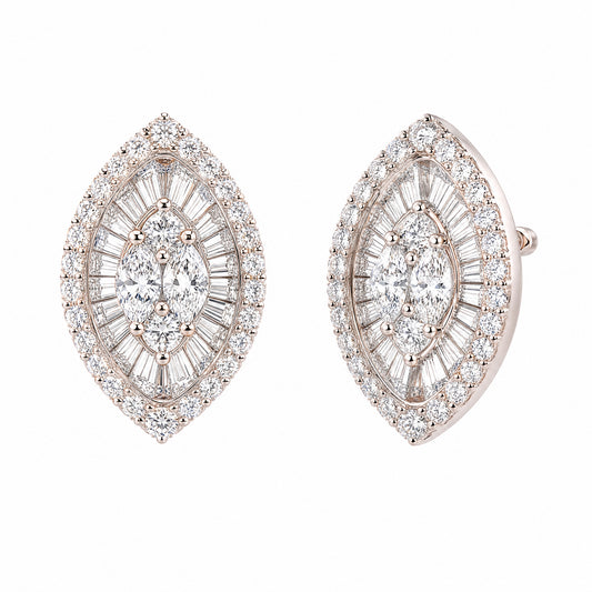 2.90ct Diamond Cluster Marquise-Shaped Earrings in 18K White Gold