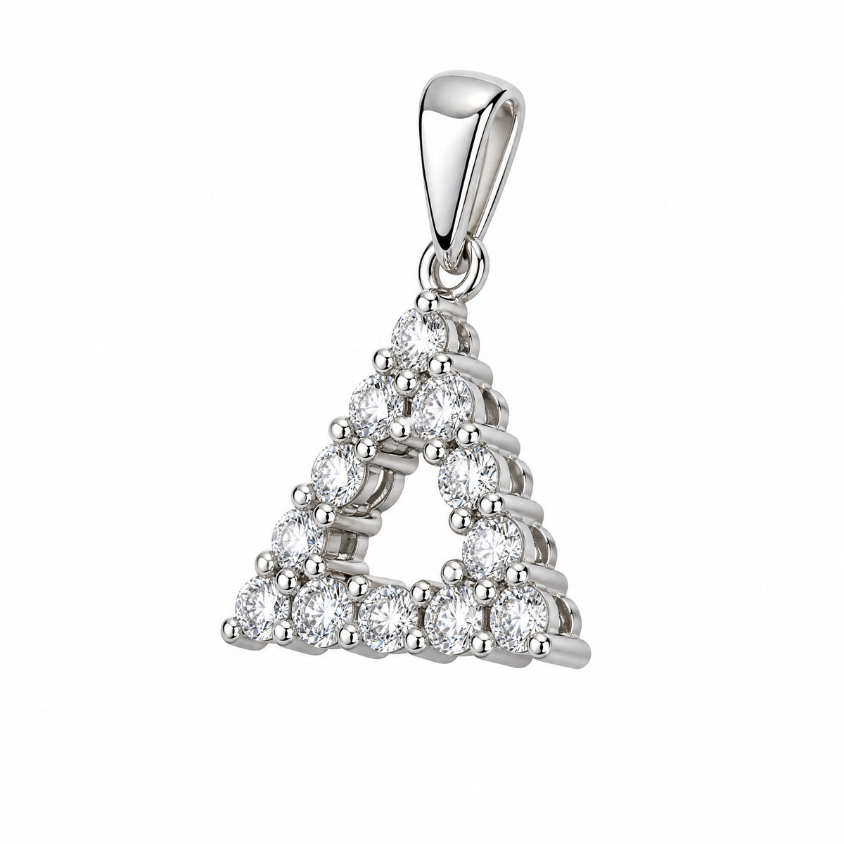 12 Round Diamond Triangle Pendant