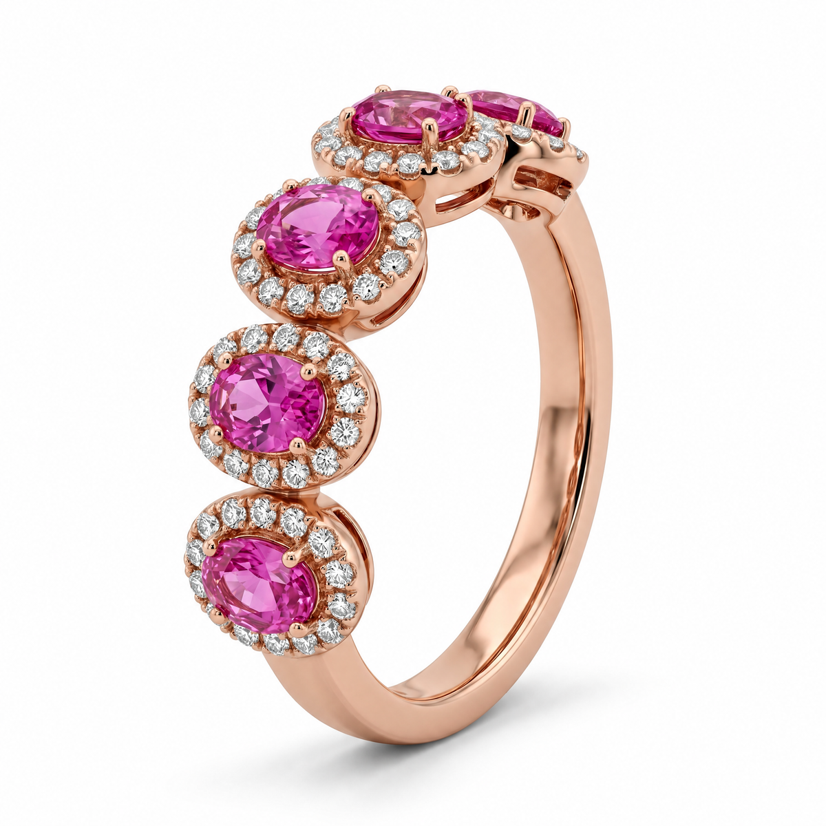 Pink Sapphire & Diamond Band Ring