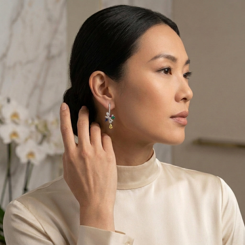 Chromatic Bloom Sapphire Earrings