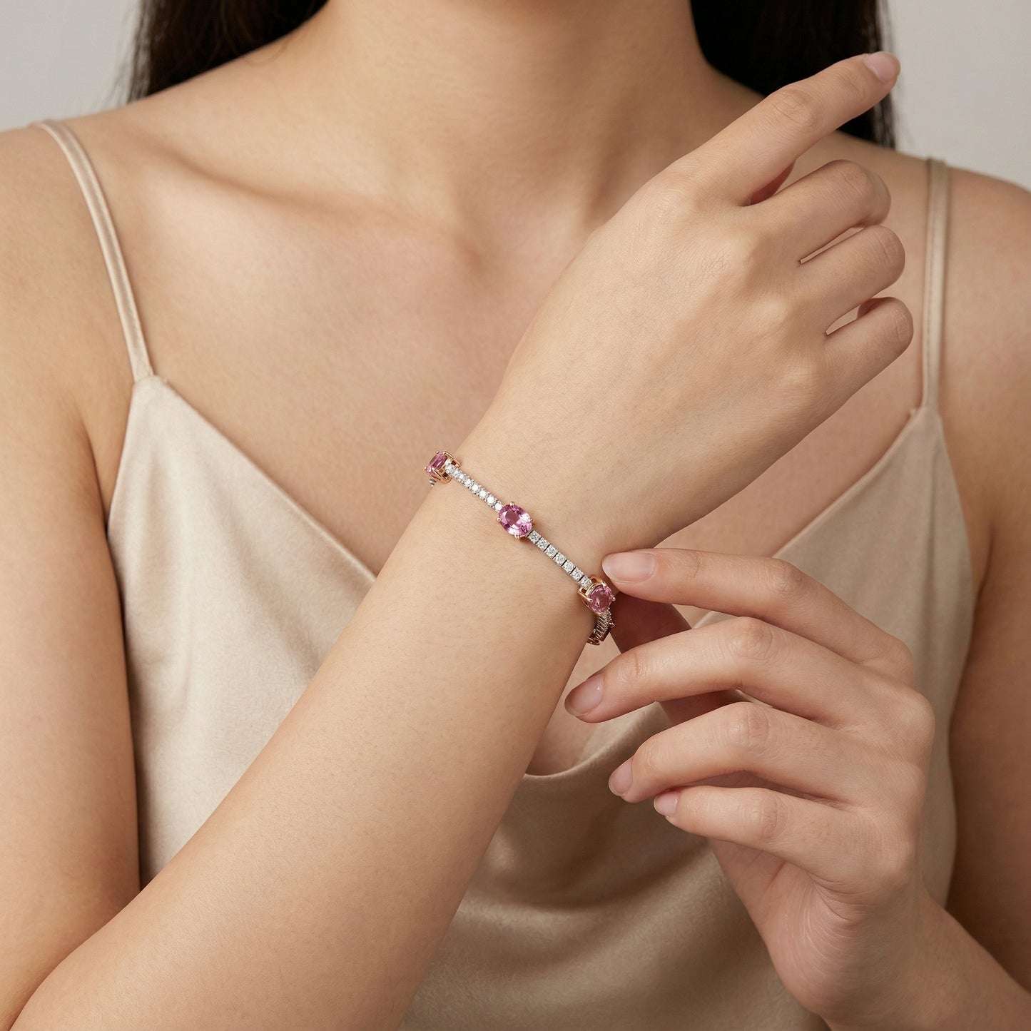 Pink Sapphire & Diamond Bracelet